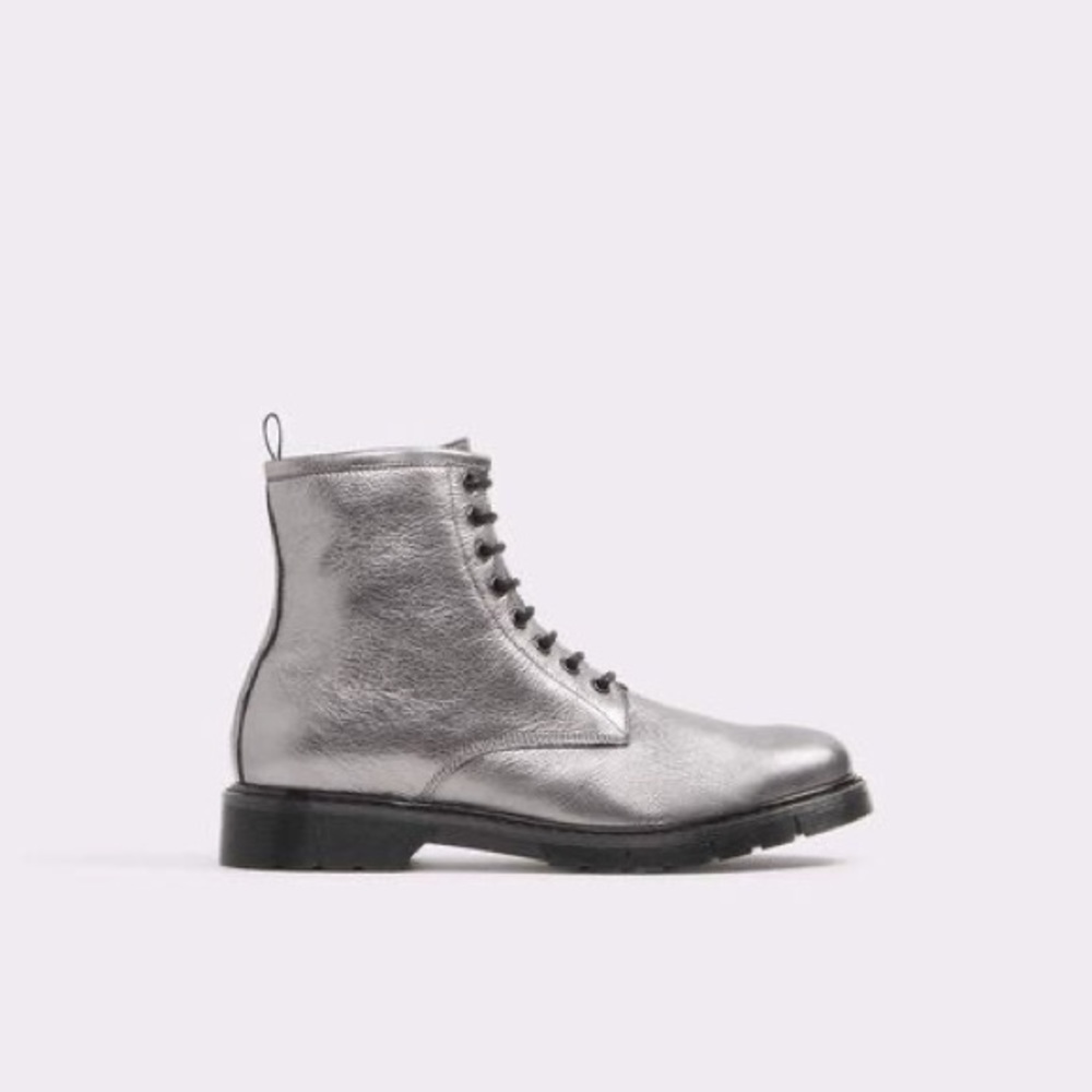 New silver leather boots